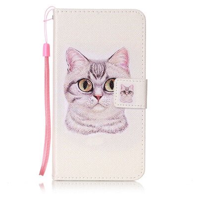 

Короткие волосы Cat Дизайн PU кожа флип Обложка Кошелек Карты Держатель чехол для LG X Power