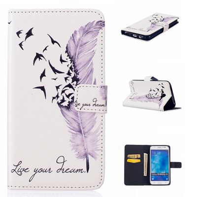 

Plumes Design PU Leather Flip Cover Wallet Card Holder Case for SAMSUNG GALAXY J5
