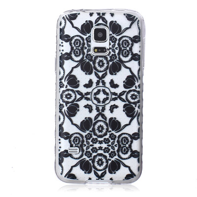 

Black flowers Pattern Soft Thin TPU Rubber Silicone Gel Case Cover for SAMSUNG GALAXY S5 Mini