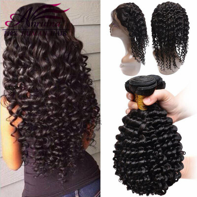 

NEW 360 Lace Frontal Band With Bundles Peruvian Curly Hair Deep Wave With Closure 360 Lace Frontal With Bundle Natural Hairline