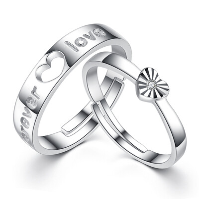

Katie 925 silver couple rings men and women on the ring opening adjustable a pair