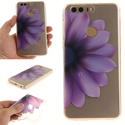 

Half flower Pattern Soft Thin TPU Rubber Silicone Gel Case Cover for HUAWEI Honor 8