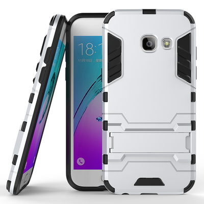 

Серебряный Slim Robot Armor Kickstand Ударопрочный жесткий корпус из прочной резины для SAMSUNG GALAXY A3 2017/A320