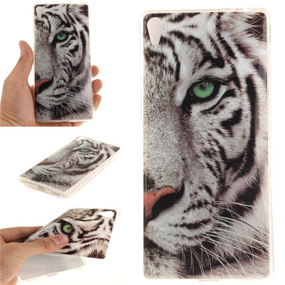 

White Tiger Pattern Soft Thin TPU Rubber Silicone Gel Case Cover for SONY Xperia C6