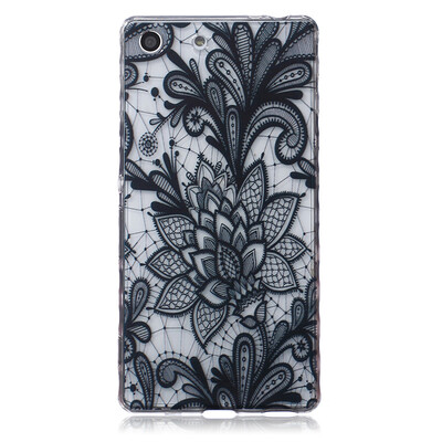 

Black Rose Pattern Soft Thin TPU Rubber Silicone Gel Case Cover for SONY Xperia M5