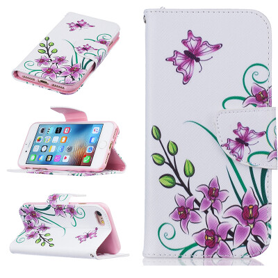 

Pink butterfly Design PU Leather Flip Cover Wallet Card Holder Case for IPHONE 7