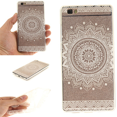 

White mandala Pattern Soft Thin TPU Rubber Silicone Gel Case Cover for HUAWEI P8 LITE