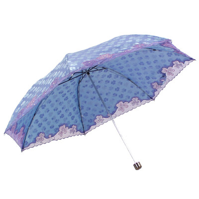 

Jingdong Supermarket] Paradise umbrella full of sunshine stickers embossed sequins trilobalia three fold embroidered pencil sunny umbrella dark orange 33211E