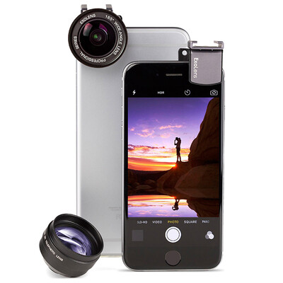 

Optrix Exolens Вентилятор Luoshi iPhone Lens iPhone6 ​​/ 6s / 6Plus / 6с Plus Внешний 3x телеобъектив + 165 градусов широкий угол черный