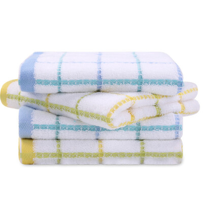 

Xin brand towel home textile India cotton cotton lattice towel towel 4 installed blue 2 yellow 2 32 72cm 2 80g