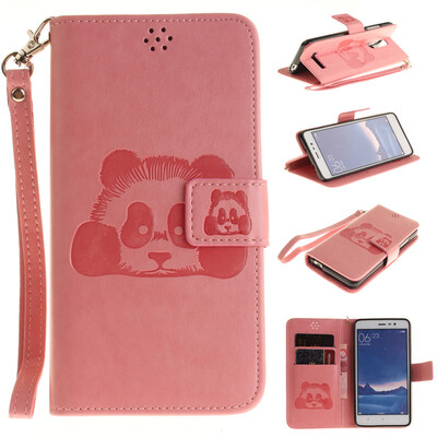 

Розовый Panda Стиль Тиснение Классический откидная крышка с подставкой Функция и слот кредитной карты для XIAOMI RedMi Note3