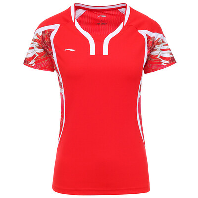 

Li Ning LI-NING AAYL104-1 Badminton Women&39s Competition Tops Flame Red