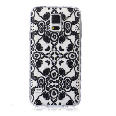 

Black flowers Pattern Soft Thin TPU Rubber Silicone Gel Case Cover for SAMSUNG GALAXY S5