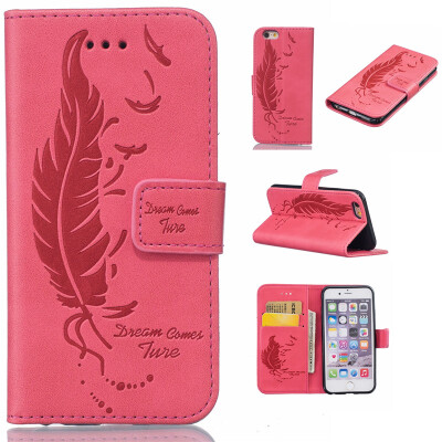 

Light red Plumes and birds Embossed PU Leather Wallet Case Classic Flip Cover with Stand Function and Credit Card Slot for IPHONE