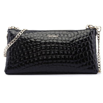 

Crocodile CROCODILE Korean Stripe Women Bag Sheepskin Shoulder Bag Messenger Bag Female 12641068-01 Black