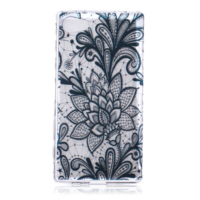 

Black Rose Pattern Мягкий тонкий ТПУ Резиновая крышка силиконовый гель чехол для SONY Xperia Z5 Mini