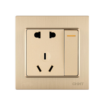 

Zhengtai CHNT socket panel open a single control five holes socket wire gold 7L series NEW7-L43902A