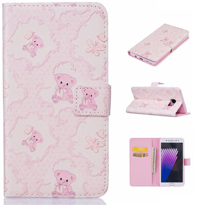 

Little bear Design PU Leather Flip Cover Wallet Card Holder Case for SAMSUNG Galaxy Note7