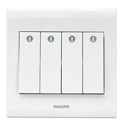 

Philips PHILIPS switch socket panel four open single control switch four open single control power wall switch panel 86 type P3 ivory white