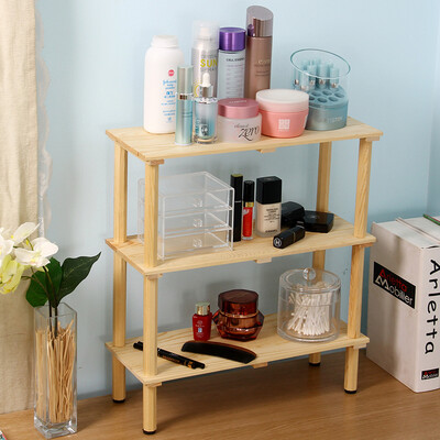 

Ou Runzhe shelves pine three-tier Japanese desktop cosmetics stationery miscellaneous pieces of storage rac