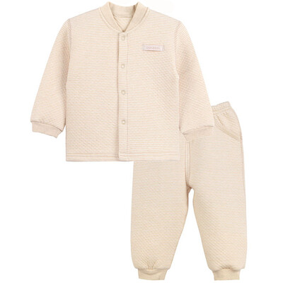 

Xin Song baby color cotton warm cardigan suit neonatal autumn and winter thickening color cotton shirt pants suit shallow card its D060D90