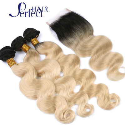 

Brazilian Vigrin Hair With Closure 1B/613 Ombre Human Hair Remy Brazilian Body Wave Hair With Closure Blond Vigirn Hair Body Wave