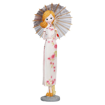 

Flower set cheongsam beauty handicrafts ornaments brawny umbrella girl Chinese wind home decorations living room entrance to send friends to send friends to send friends birthday gift HS16G01W pink white