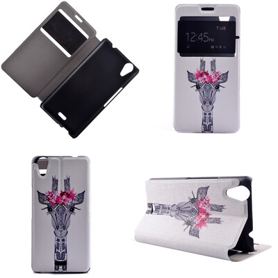 

Жираф Дизайн Кожа PU откидной крышки Кошелек Карты Держатель чехол для Wiko Rainbow Up