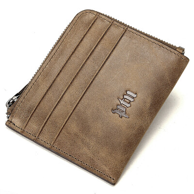 

PTU Men's Card Pack Heads Cowhide Business Card Holder Casual Coin Кошелек для карточек Swatch Маленький кошелек Подросток Мужской стиль PXJ6003-6K Khaki