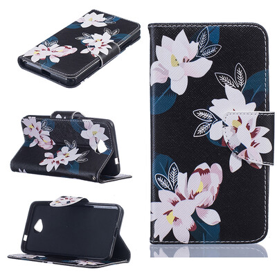 

Black lily Design PU Leather Flip Cover Wallet Card Holder Case for Microsoft Lumia N650