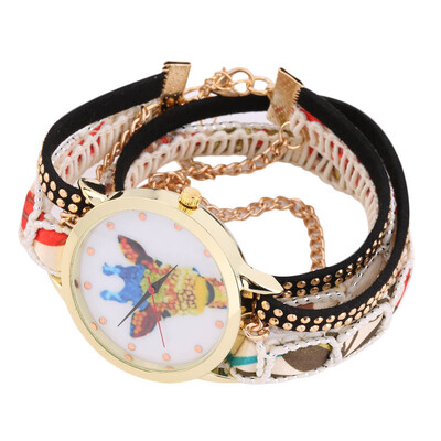 

Women Wristwatch Giraffe Watch Knit Woven Strap Long Colorful Bracelet Chain