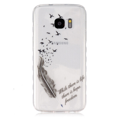 

Feathers and birds Pattern Soft Thin TPU Rubber Silicone Gel Case Cover for SAMSUNG GALAXY S7