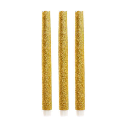 

9 Inches Melted Led Taper Candles with Timer,Battery Operated,with Gold Glitter,Pack of 3