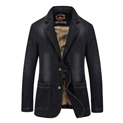 

Lonely Jeep Jack Men's Fashion Washing Long Sleeve Casual Wear Casual Jacket Jacket 9758 Black M