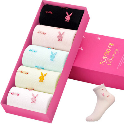 

Jingdong supermarket Playboy PLAYBOY 2251 casual cotton socks cute female socks thin female cotton socks short tube socks female 5 pairs of mixed color