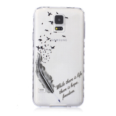 

Feathers and birds Pattern Soft Thin TPU Rubber Silicone Gel Case Cover for SAMSUNG GALAXY S5
