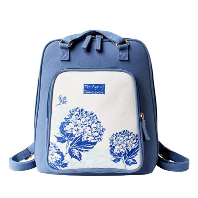 

Flowers princess innocence chan art shoulder bag small fresh leisure trend backpack 1507SD001 blue