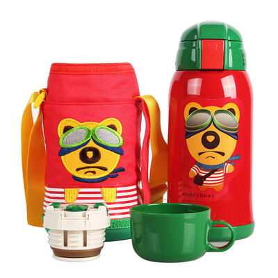 

Cups bear children&39s insulation cups with straws children&39s cups stainless steel baby children&39s insulation pots student cups 600ml upgrade models - red bear