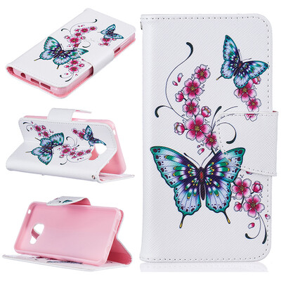 

Peach butterfly Design PU Leather Flip Cover Wallet Card Holder Case for SAMSUNG GALAXY A3 2016A310