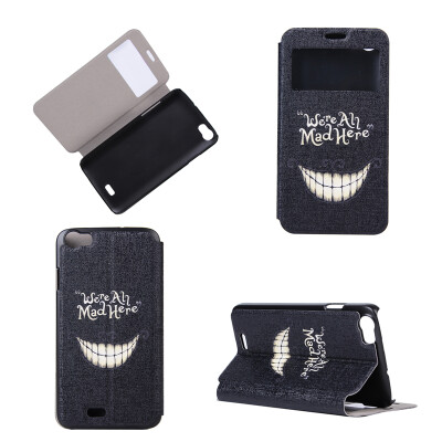 

Smiling Teeth Design PU Leather Flip Cover Wallet Card Holder Case for Wiko Lenny