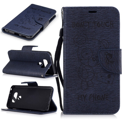 

Dark blue Bear Style Embossing Classic Flip Cover with Stand Function and Credit Card Slot for LG G6
