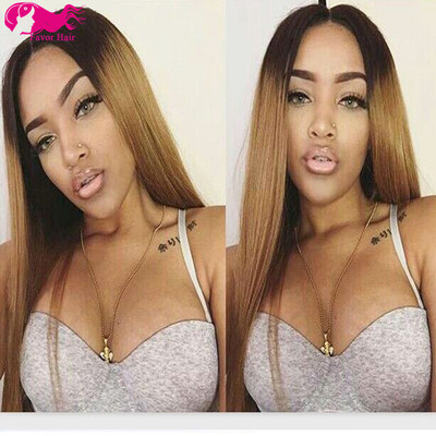 

Brazilian Lace Front Wigs With Baby Hair 8A Straight Ombre Two Tone T1B27 Glueless Human Hair Wigs 130 Density Natural Hairline
