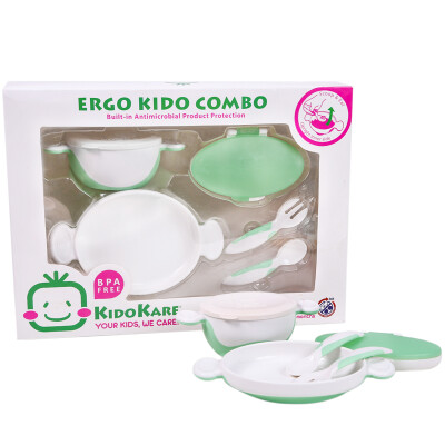 

Small Kid KIDOKARE children&39s tableware set children&39s dishes dish spoon fork gift powder pink green KK-11