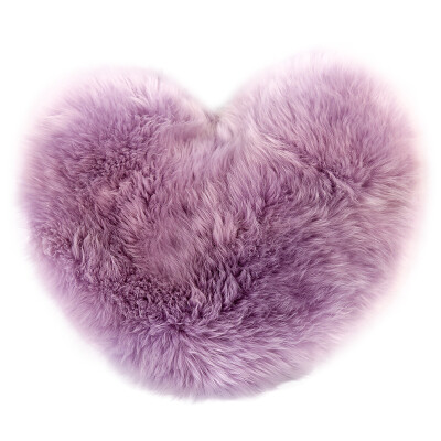 

Rose pink color Heart shaped genuine sheep skin fur cushion 45*50cm removable single side sheep fur throw pillow , girls' gift