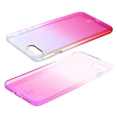 

BASEUS) mobile phone case transparent protective cover gradient hard creative male and female protective shell for Apple iPhone7 5.5 inch through powder