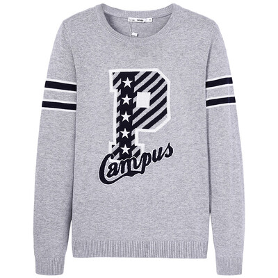 

Semir Women&39s Round Collar Head Striped Jacquard Embroidered Sweater Shirt Sweater 14316070012 Medium Flower Gray L