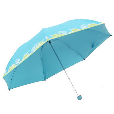 

Jingdong Supermarket] Paradise umbrella UPF50 + matte velvet color silk screen two-color flower three fold pencil sunny umbrella sun umbrella light blue 30069ELCJ