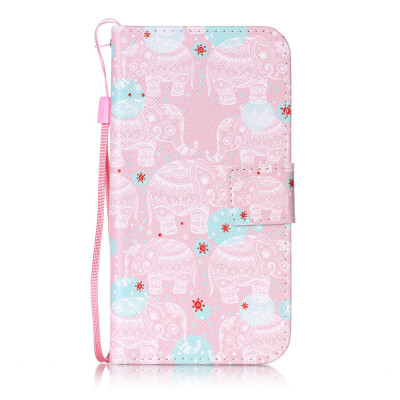 

Pink Elephant Design PU Leather Flip Cover Wallet Card Holder Case for LG X Screen