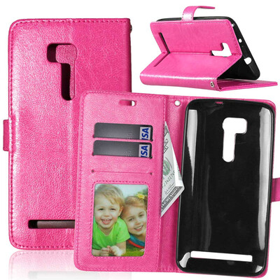 

Rose red Style Classic Flip Cover with Stand Function and Credit Card Slot for Asus ZenFone Zoom ZX551ML