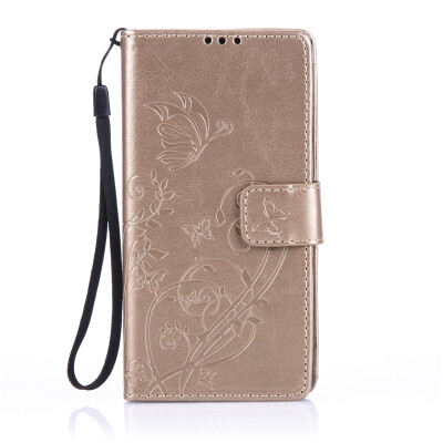 

Gold Flower Design PU Leather Flip Cover Wallet Card Holder Case for SONY M2